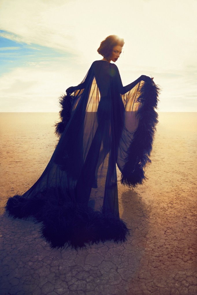 Black feather gown Ms Couture