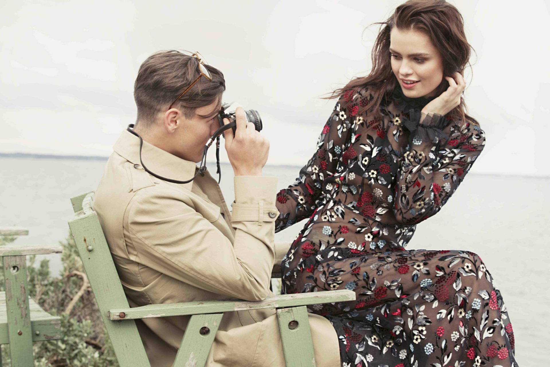 On male model: Calibre trench coat. On female model: Nevenka dress